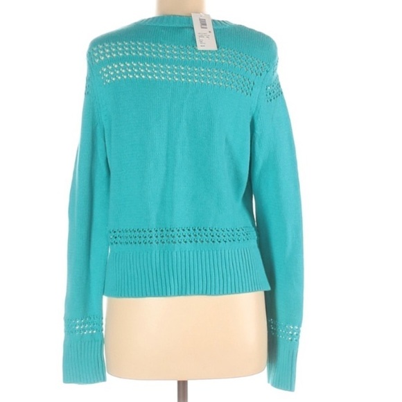 C Wonder Fancy Stitch Aqua Sweater Crewneck Medium women’s pullover top - Picture 2 of 10